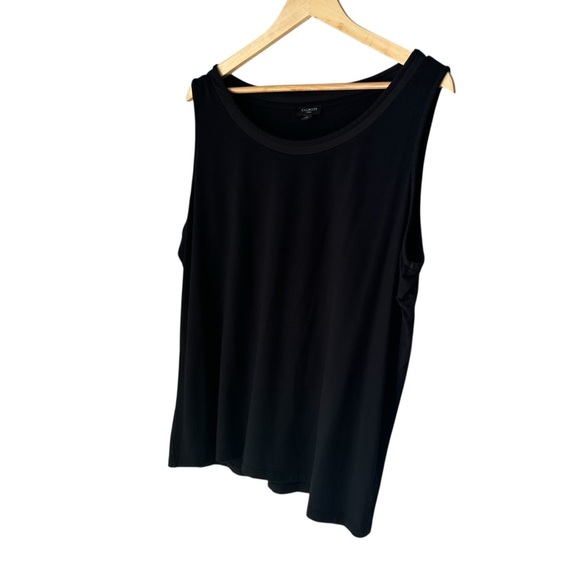 Talbots Black Relaxed Sleeveless Tank Top, Overstitched Neckline, 2X - Picture 4 of 6
